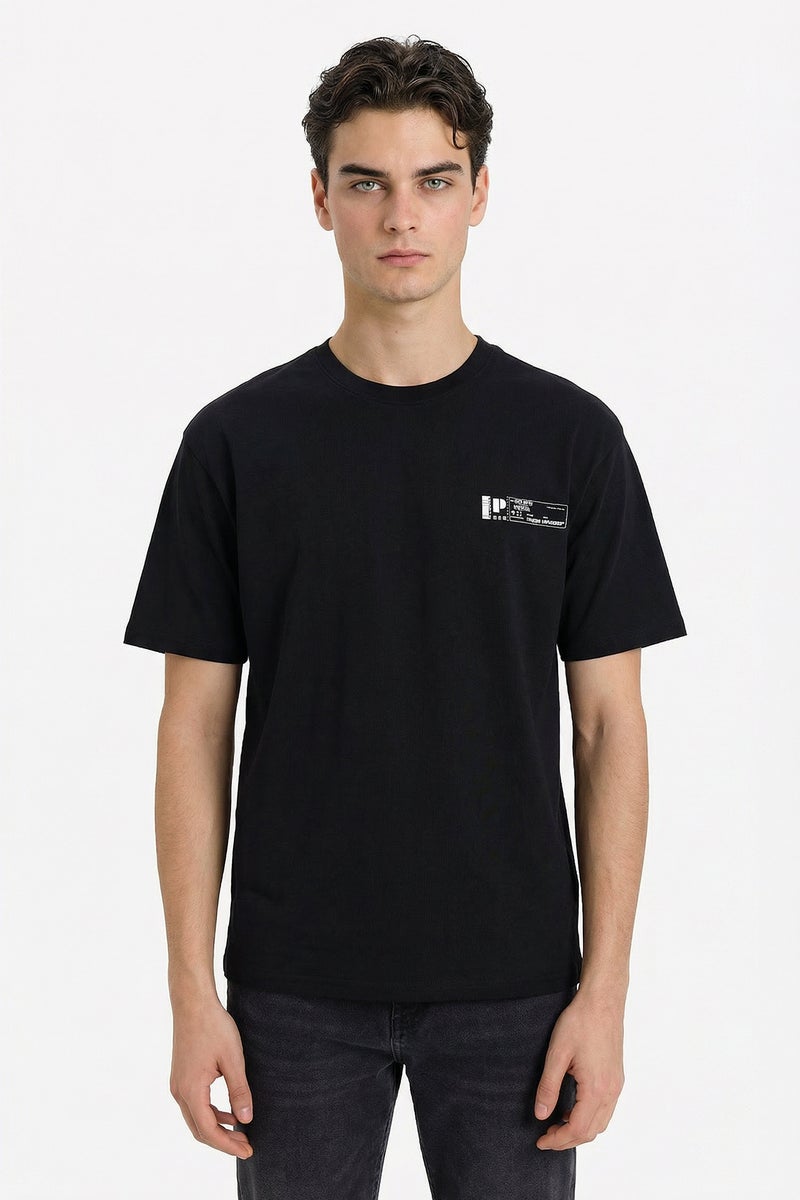 DeFacto Black Man Boxy Fit Crew Neck Short Sleeve T-Shirt Casual - Image 3